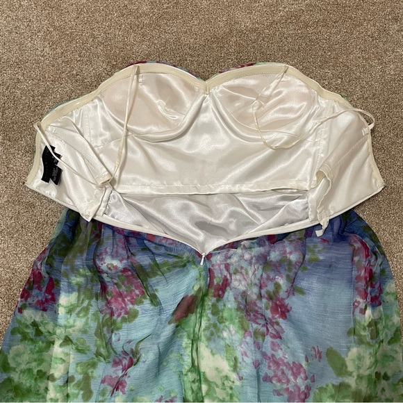 Silk Aidan Mattox Strapless Multicolor Maxi Dress Fairycore Costume Prom Cosplay - Picture 9 of 16